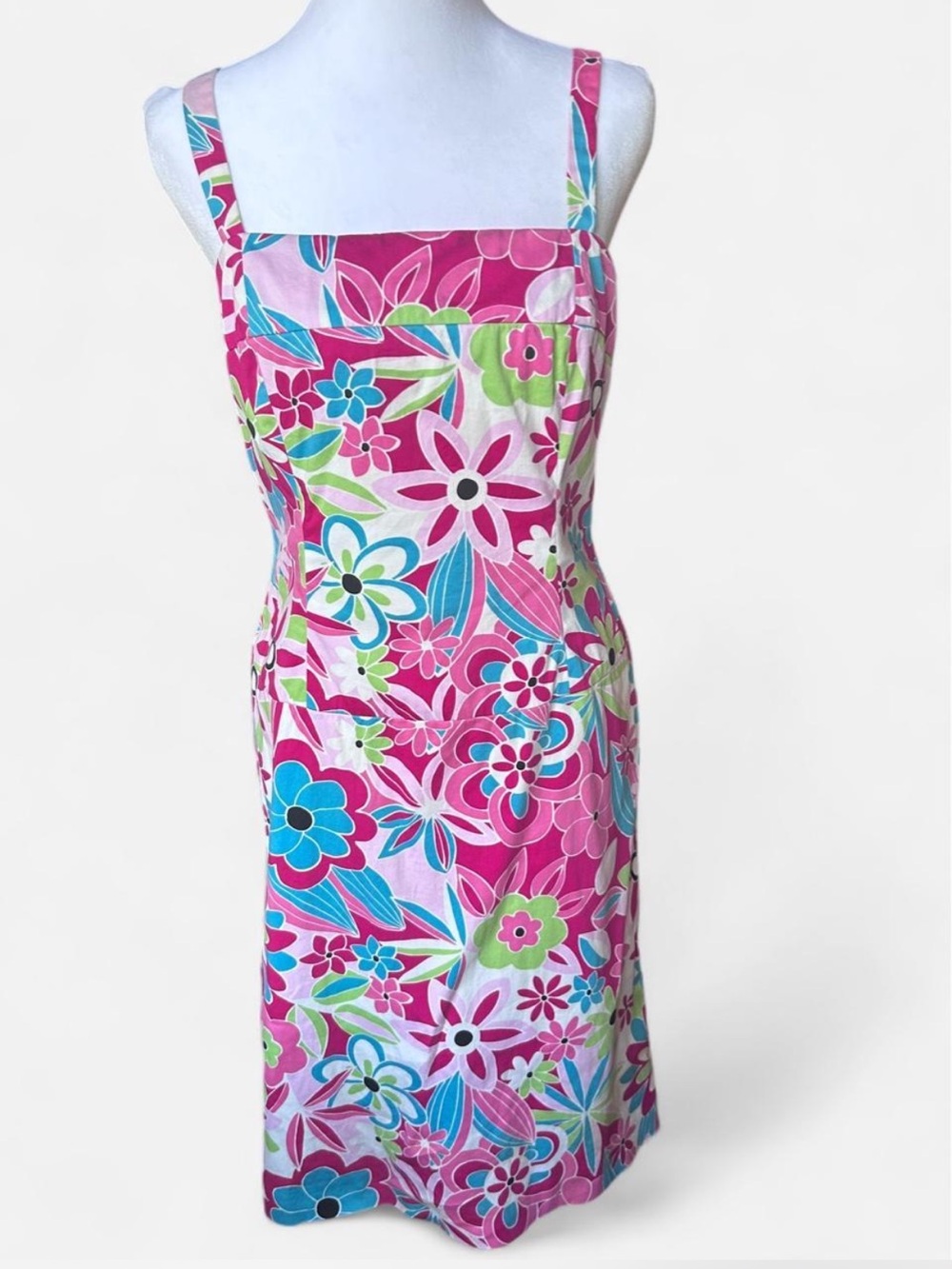 Antonio Melani Size 4 Pink floral midi dress 60s Hippie Vintage